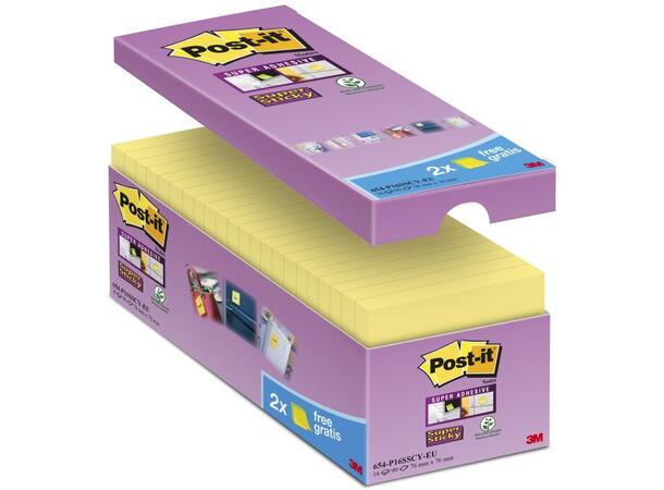POST-IT® SuperSticky Øk pk 76x76mm (16) 